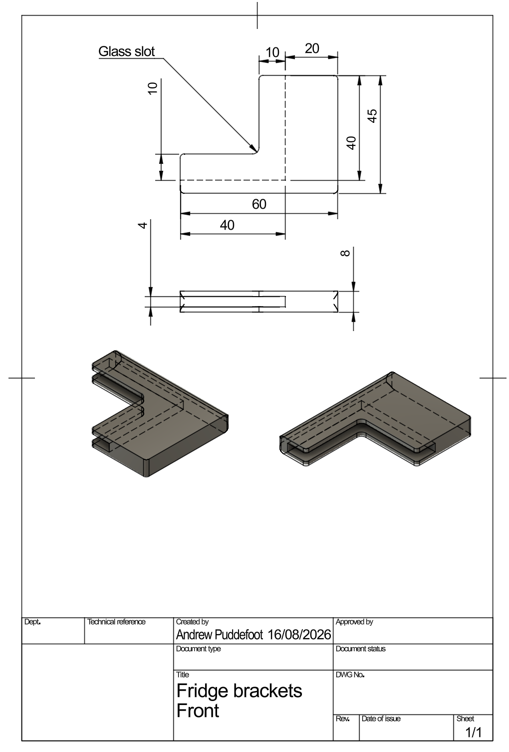 Bracket design - front view