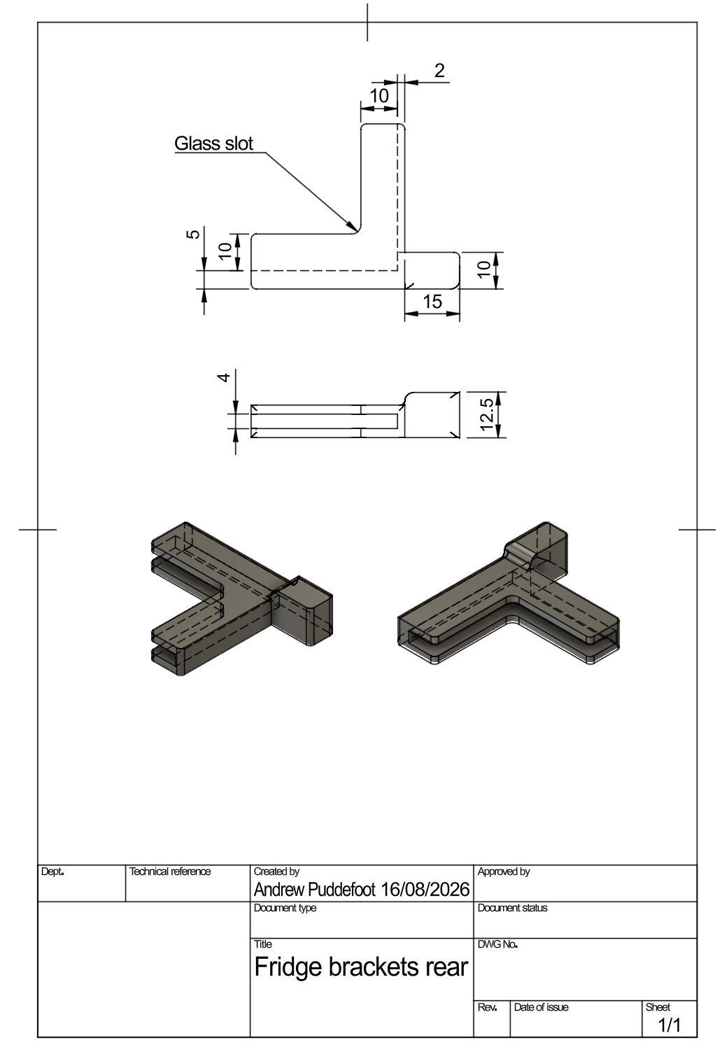 Bracket design - side view